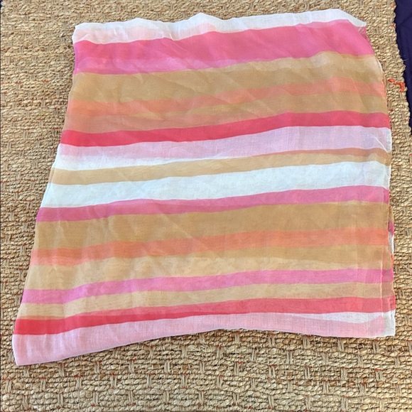 Accessories - Gauzy Pink and Tan Striped Women's Scarf